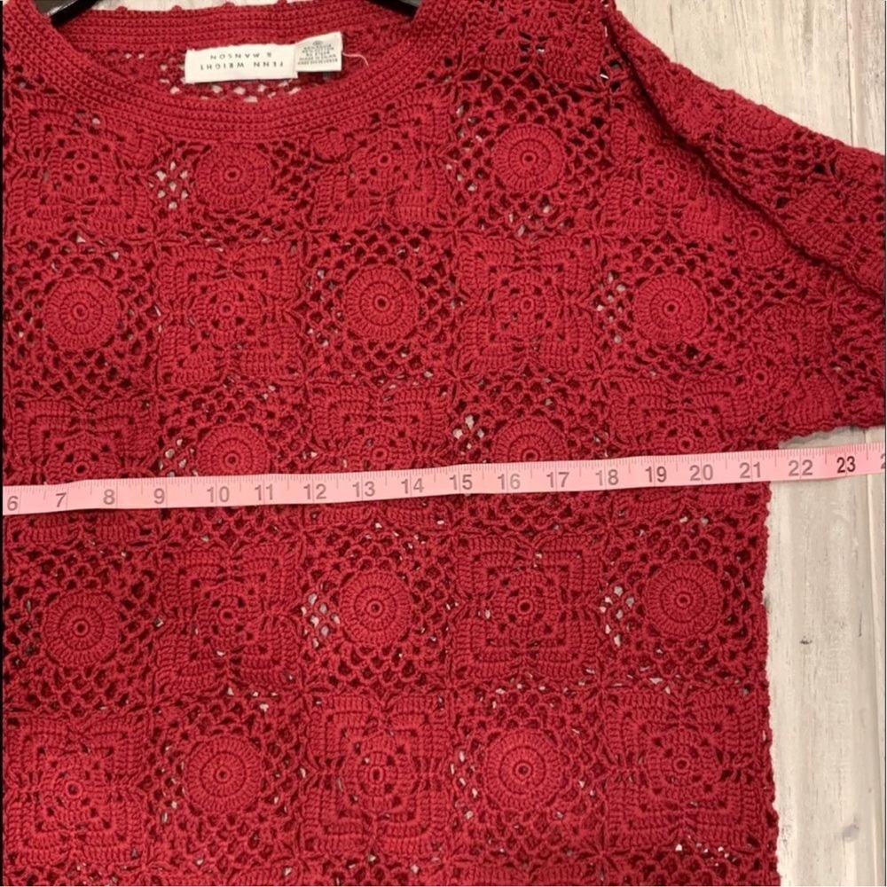 Vintage Y2K 90s Bohemian Burgundy Wine Crochet Tunic Sweater - Picture 14 of 14